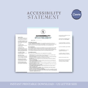May include: Accessibility Statement document with the title "Accessibility Statement" in a blue and white font. The document includes information about the company's commitment to accessibility, accessibility features, and accessibility training.