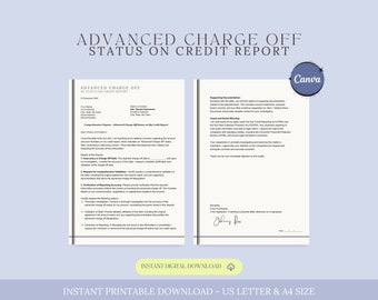Advanced Charge Off Status on Credit Report Letter Template, Fix My Credit, Charge Off Status Letter, Debt Dispute Letter,Credit Repair Fix