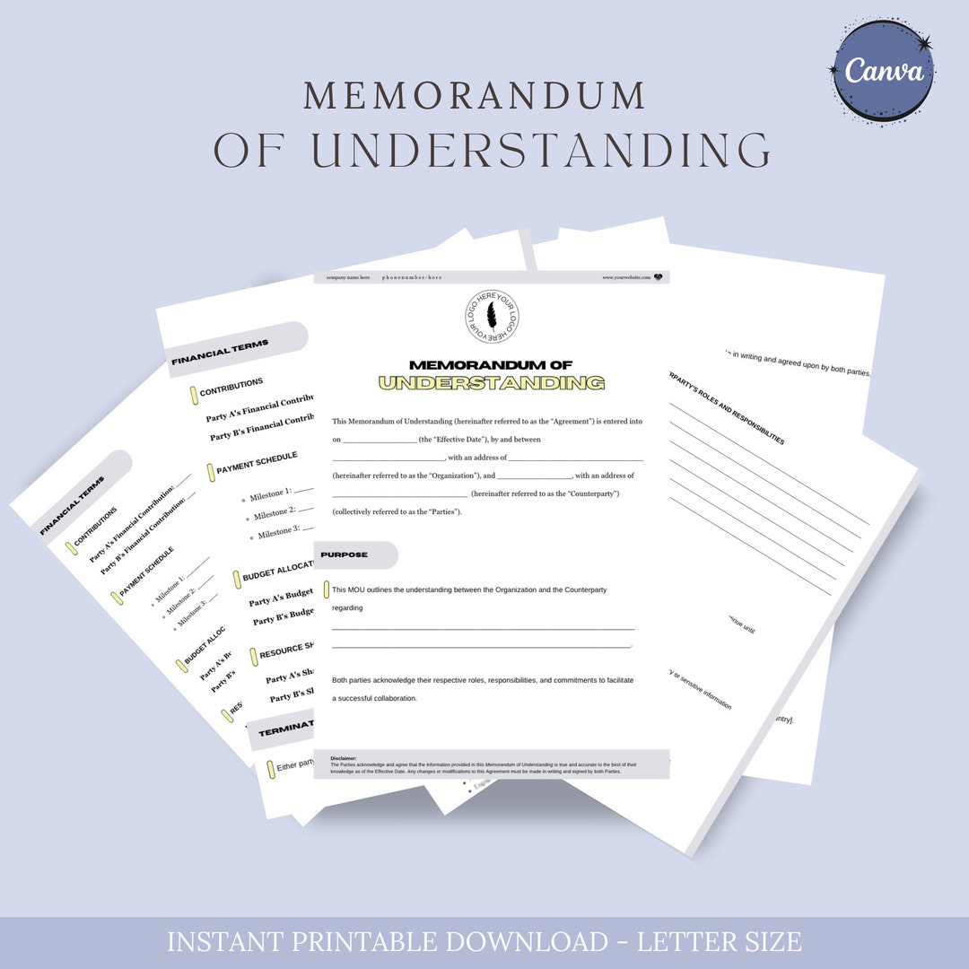 MOU, Memorandum of Understanding Template, Nonbinding Agreement