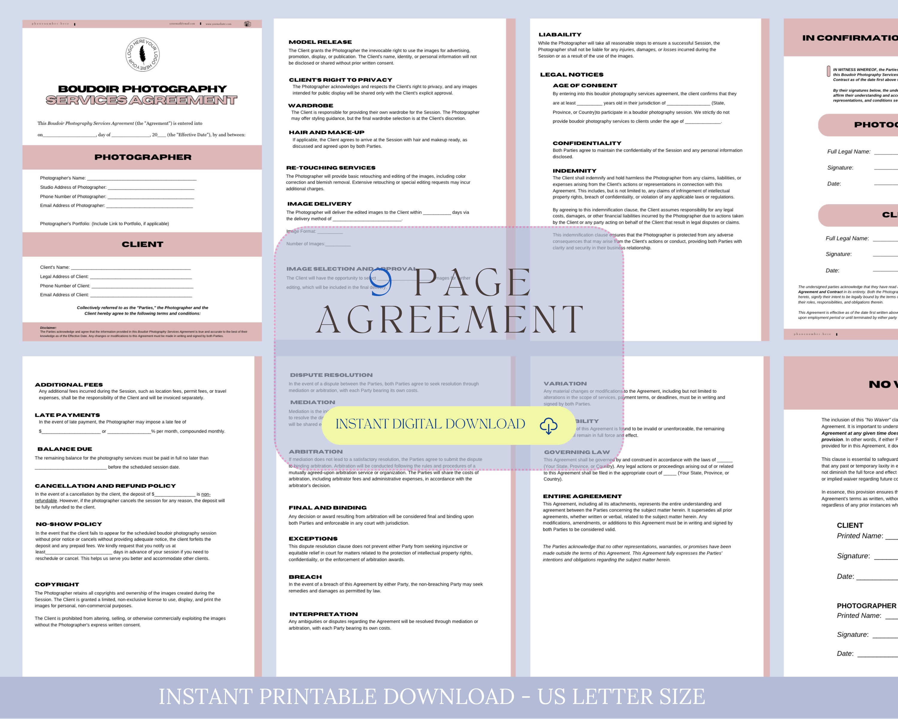 Boudoir Photography Contract Agreement, Boudoir Photography ...