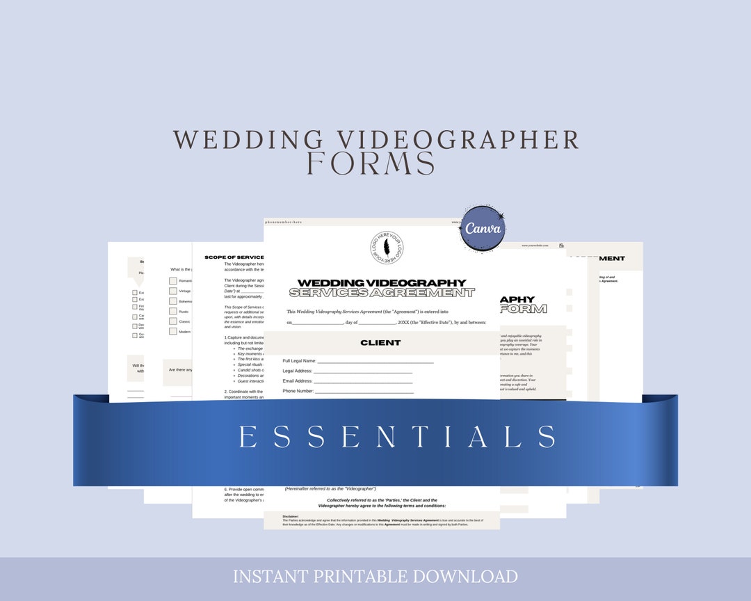 Wedding Videography Contract Template, Wedding Videographer Contract