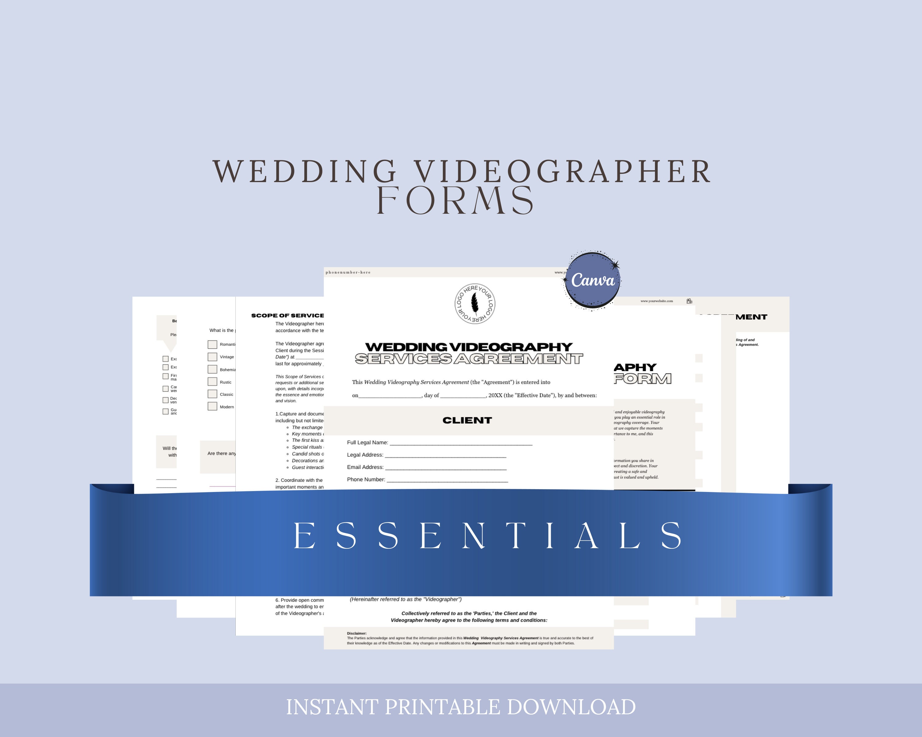 Wedding Videography Contract Template, Wedding Videographer Contract
