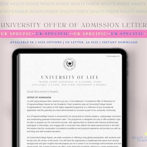 Modelo de carta de oferta de admisión a la universidad (específica para el Reino Unido, de mayor duración), oferta de admisión, UCAS, carta de oferta de posgrado, aceptación de posgrado