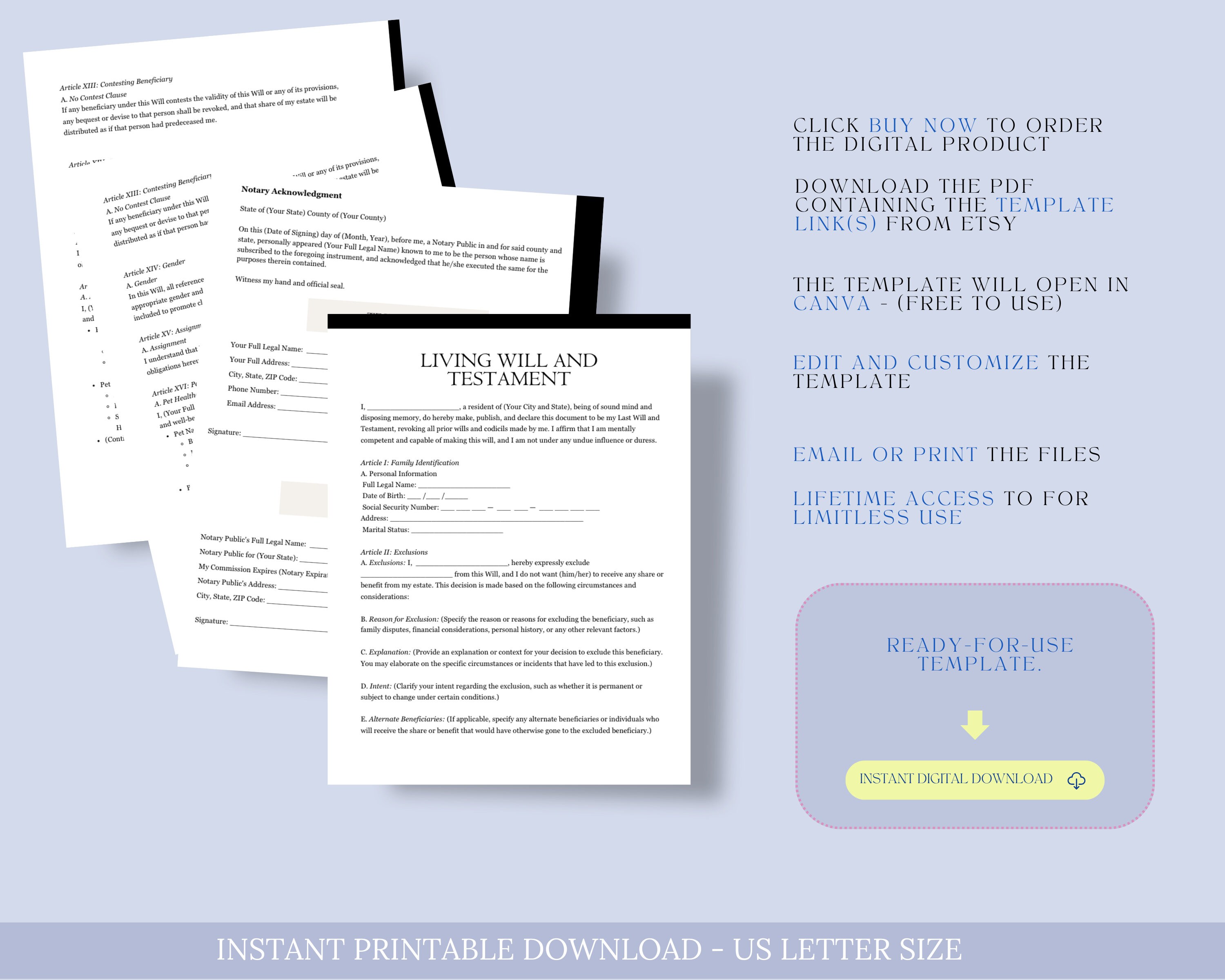 Living Will and Testament, Last Will and Testament Template, Last Will and Testament Form, Last ...