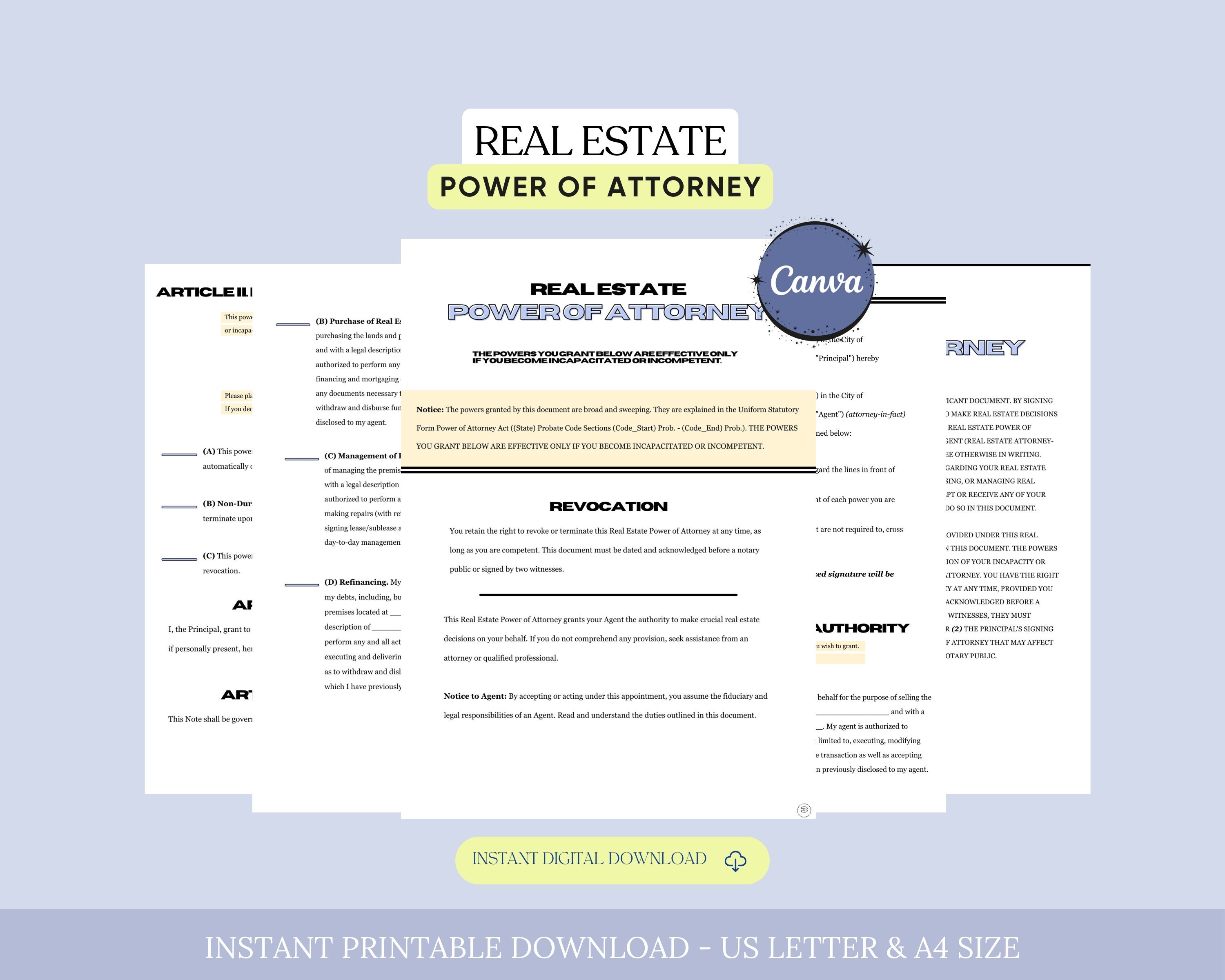 Printable Poa Form For Real Estate