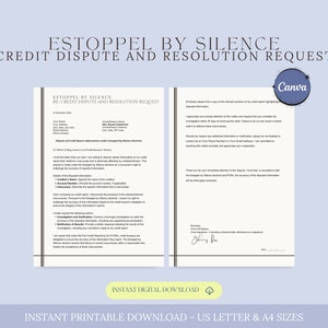Estoppel by Silence Carta de solicitud de resolución y disputa crediticia, Carta de disputa Cobro de deudas DIY, Mal crédito, Reparación de crédito DIY