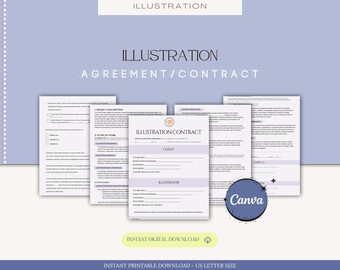 Illustration Contract Template, Graphic Design Contract, Freelance Illustrator Agreement, Commissioned Art Contract, Illustration Agreement