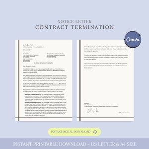 Aviso de carta de terminación de contrato, Notificación de fin de contrato, Terminación de relación comercial, Disolución de contrato, Terminación legal