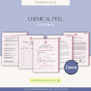 Chemical Peel Treatment Forms, Chemical Peel Intake Form,Skincare Consent Forms, Peel Consultation,Peel Aftercare,Editable Esthetician Forms