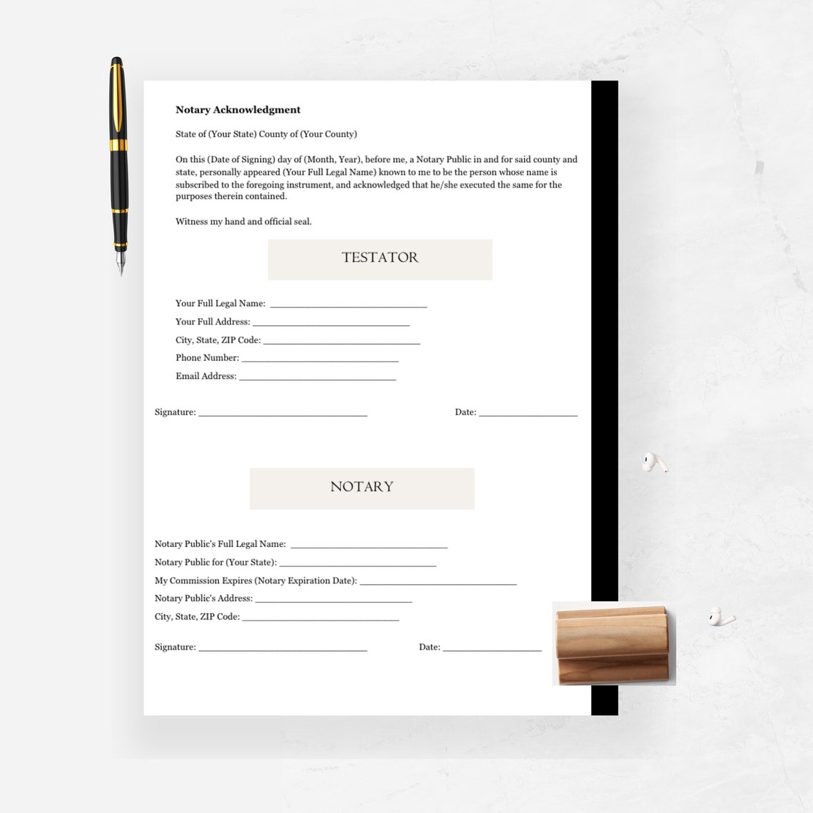 Living Will and Testament, Last Will and Testament Template, Last Will and Testament Form, Last ...
