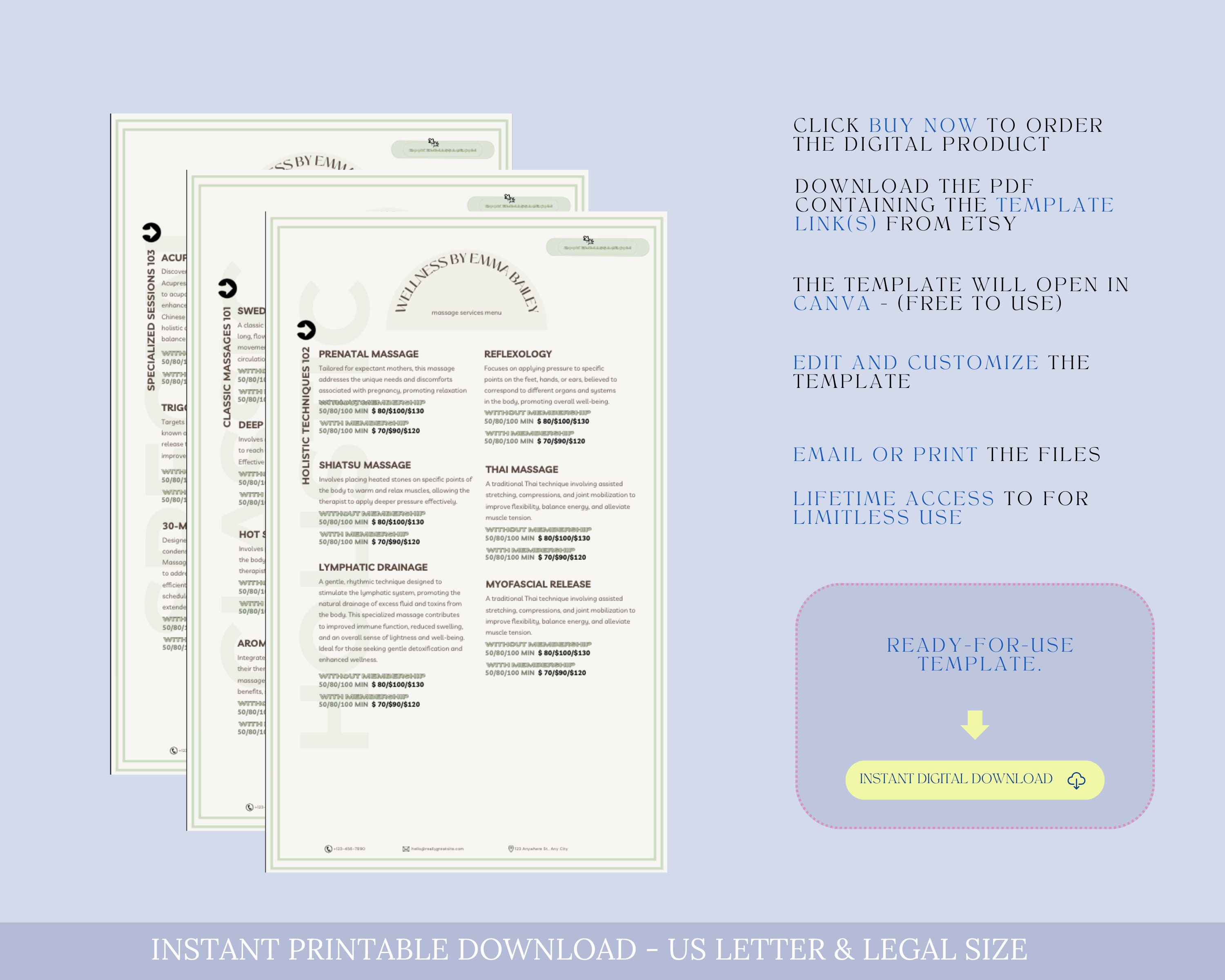 Custom Massage Therapy Price List Design Templates, Custom Massage Menu ...