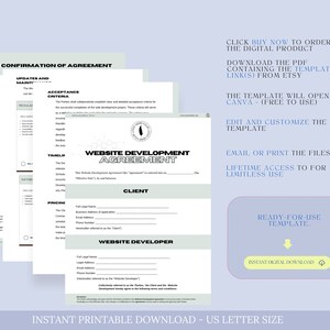 Editable Web Development Contract Template, Freelance Website Developer Agreement, Web Design Intake Form, Website Developer Invoice image 5