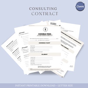 Consulting Agreement, Client Agreement, Service Contract, Freelance Agreement, Business Agreement, Marketing Consulting, IT Consulting,Canva