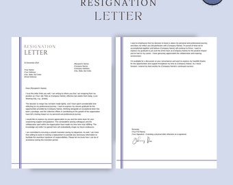 Resignation Letter Template, Professional Resignation Letter, 2 Weeks Notice Letter, Job Resignation Letter, Leaving Workplace, Quitting Job