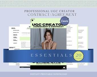 Professional UGC Creator Contract Template, UGC Template, UGC Contract, User Generated Content, Influencer Contract Template, Canva Template