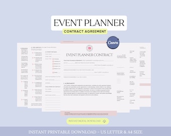 Event Planner Contract Template, Event Planning Agreement,Party Planner Contract, Wedding Planner Agreement Form,Wedding Decorating Contract