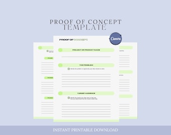 Proof of Concept Template, Concept Form, Idea Testing Form, Prototype Testing, Proof of Idea, Concept Validation, Preliminary Testing, Canva