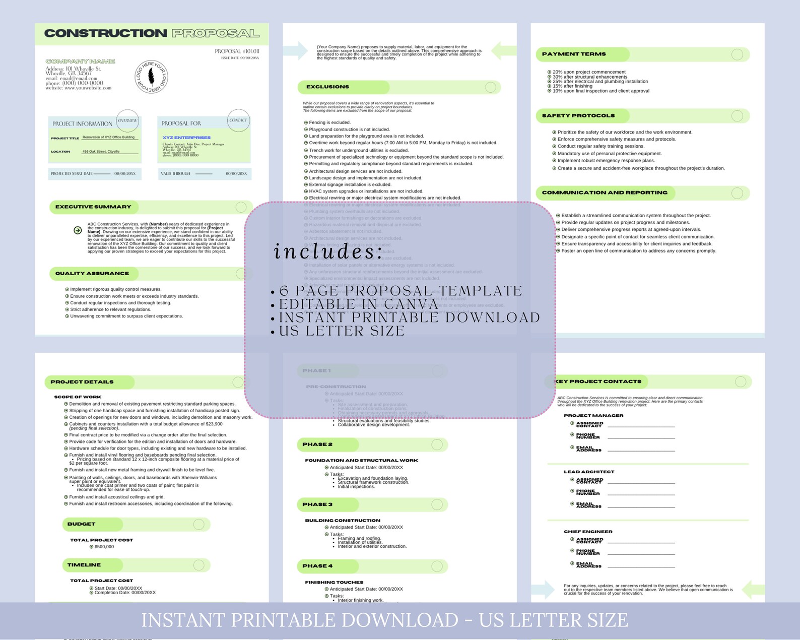 Construction Proposal Template, Construction Bid Project, Building ...