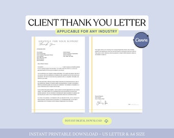 General Client Thank You Letter Template, Client Gratitude Letter,Business Thank you, Client Appreciation Letter,Thank You For Your Business