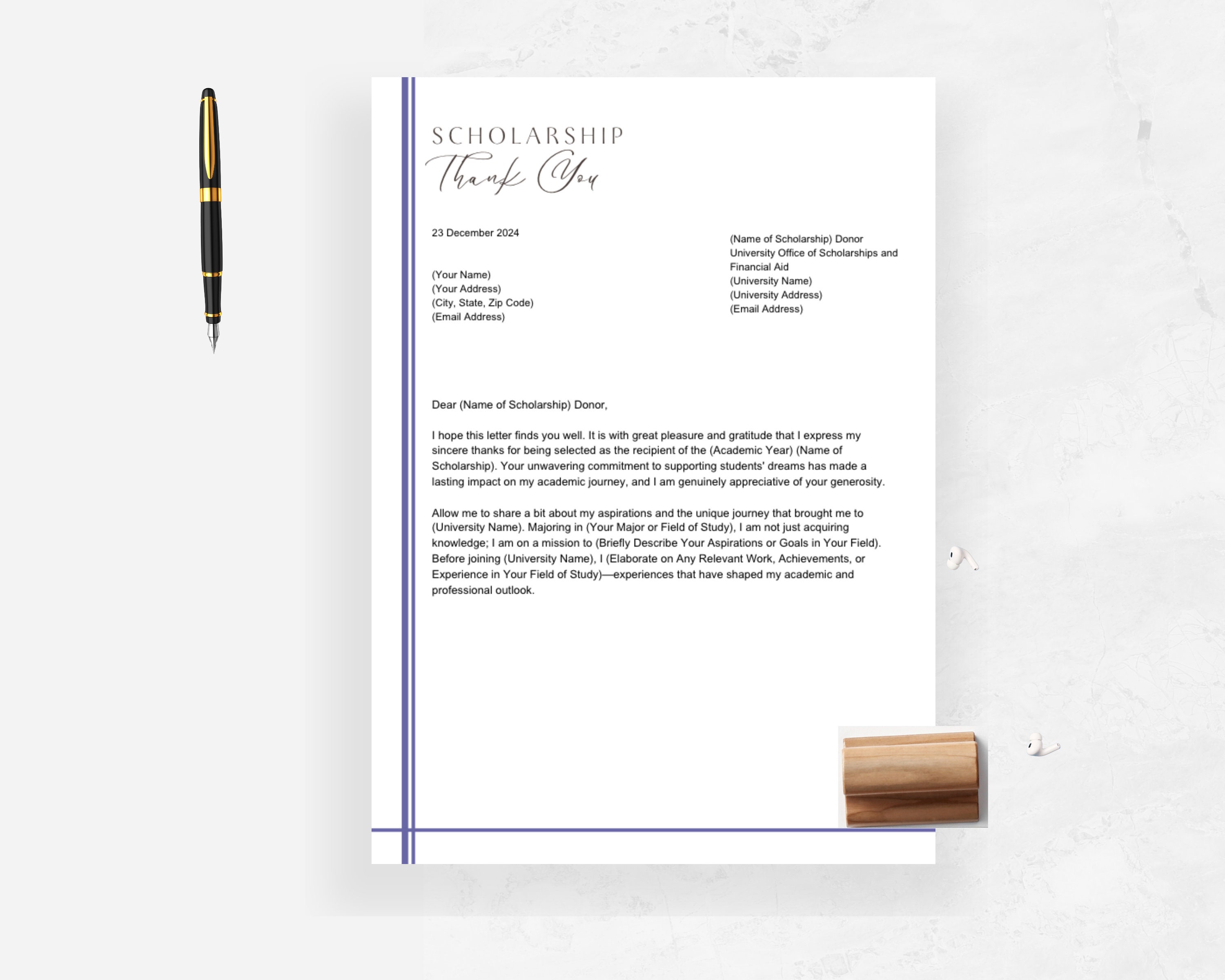 Scholarship Thank You Letter Template, Thank You Letter, College Thank