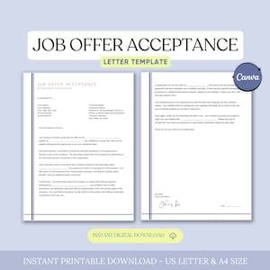 Carta de aceptación de oferta de trabajo, Carta de aceptación de oferta de trabajo general, Carta de aceptación de empleo, Carta de incorporación, Carta de oferta de trabajo para empleados, Canva