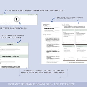Editable Web Development Contract Template, Freelance Website Developer Agreement, Web Design Intake Form, Website Developer Invoice image 3