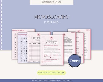 Formulaires professionnels de microblading, Formulaire d'admission pour microblading, Soins de suivi microblading, Modèles modifiables pour esthéticienne, Consultation microblading