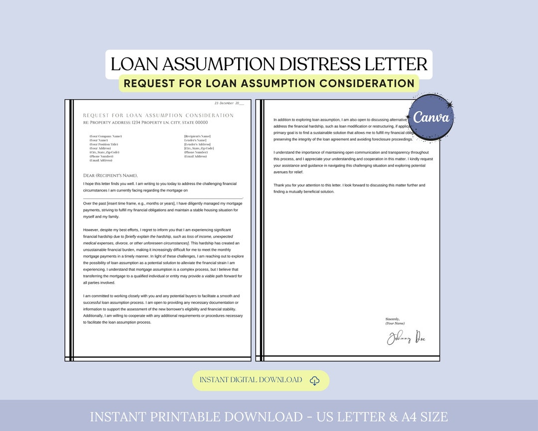 Loan Assumption Distress Letter, Request for Loan Assumption