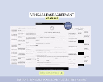 Vehicle Lease Agreement, Car Rental Agreement, Auto Lease Contract, Self-Drive Car Leasing Business Contract, Rental Car Agreement Contract