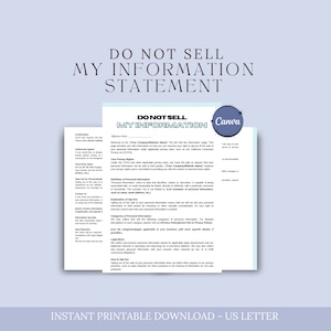 Könnte beinhalten: Eine druckbare Vorlage für eine "Verkaufen Sie meine Daten nicht"-Erklärung, die für Unternehmen entwickelt wurde, um die Datenschutzbestimmungen einzuhalten. Das Dokument enthält Abschnitte zu Datenschutzrechten, Kategorien personenbezogener Daten und rechtlichen Prozessen.