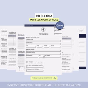 Modello di modulo di offerta per servizi di ascensore, modello di proposta di manutenzione di ascensori stampabile, modulo di preventivo per servizi professionali per appaltatori