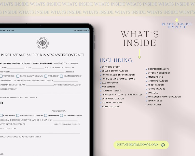 Purchase and Sale of Business Assets Contract,business Asset ...