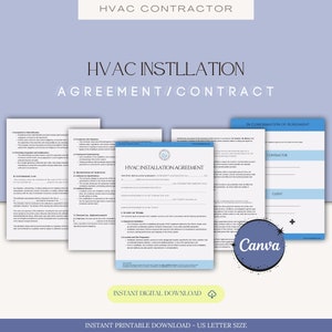 HVAC Installation Contract, HVAC Service Agreement,HVAC Agreement Template, Heating and Cooling System Installation Agreement,Freelance hvac