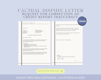 Factual Dispute Request for Correction of Credit Report Inaccuracy Letter,Credit Bureau Letter,Credit Repair DIY, Credit Repair Letter Help