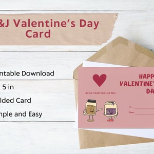 PB&J Valentine&#39;s Card | Valentine&#39;s Day Card | Cute Valentine&#39;s Day Card | Valentine&#39;s Gift | Instant Download | Printable Download