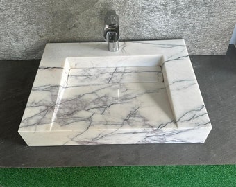 Carrara-Marmor Waschbecken Pulver Raum Waschbecken Benutzerdefinierte Waschtisch Top Marmor Waschbecken Wand Montieren Marmor Waschbecken Marmor Badezimmer Waschbecken - Handgefertigte Marmor Waschbecken Becken