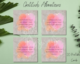 Affirmationskarten zur Dankbarkeit, Affirmation Dankbarkeit, Affirmationskarten Digital, Affirmationskarten druckbar, Affirmationskarten druckbar