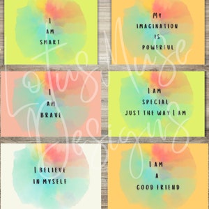22 Printable Affirmation Cards for Kids,  Affirmation Kids Cards, Positive Affirmation Cards, Affirmations Cards Printable, Printables