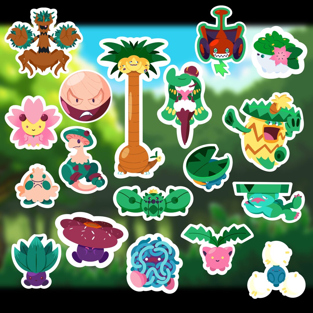 Type Collection: Grass - Pokemon Stickers - Etsy