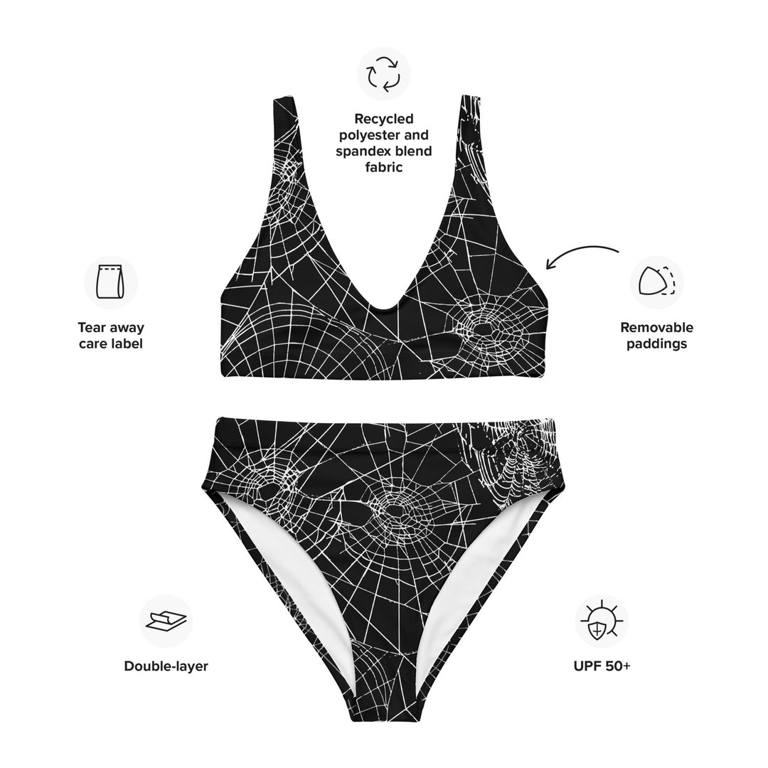 Goth Bikini Set Spiderweb Swimwear Alternative Swimset Etsy