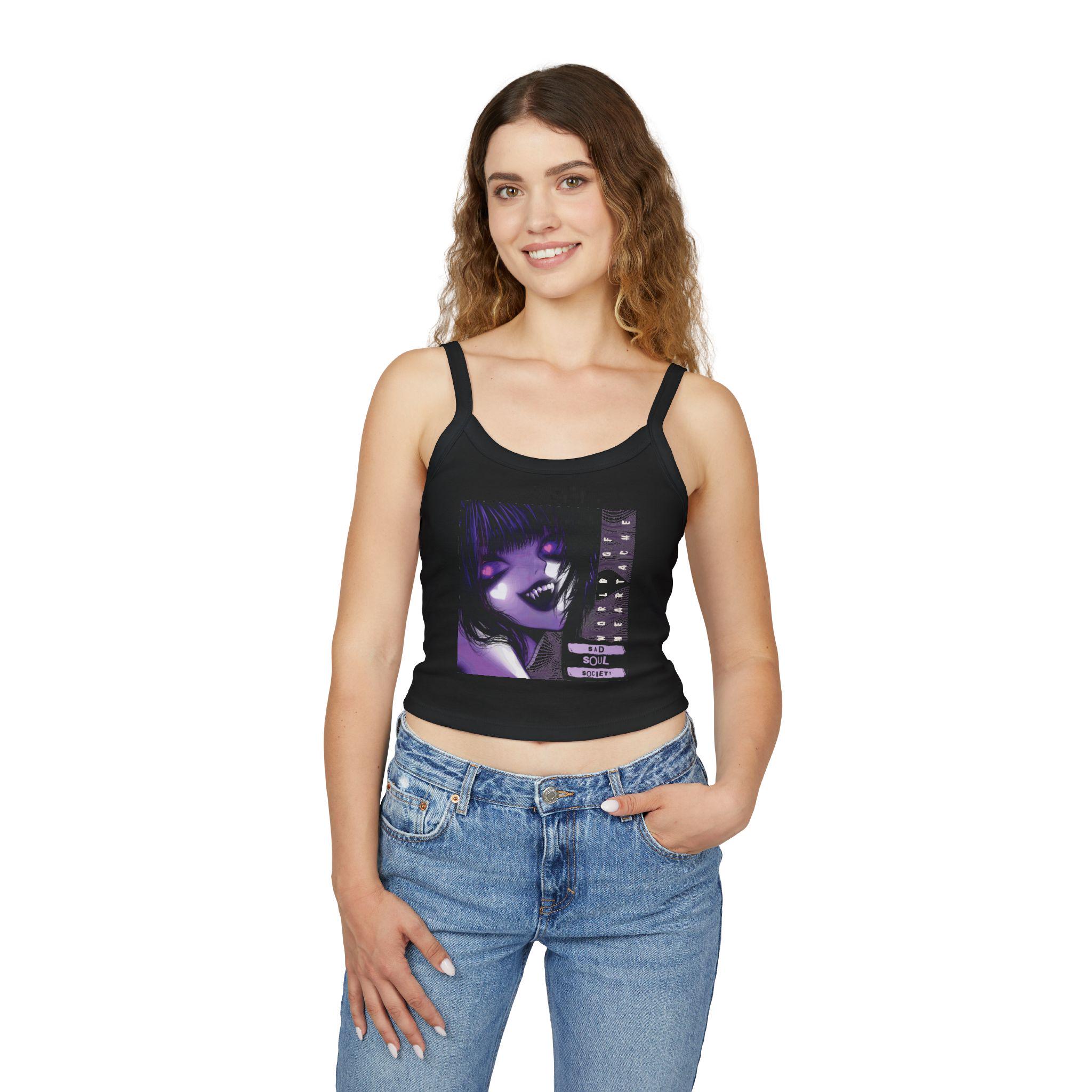 Gothic Tank Top, Emo Spaghetti Strap, Y2K Style Camisole, 2000s