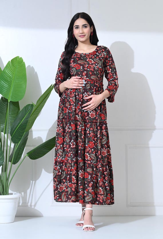 red floral maternity dress Red Floral Back Tie Maternity Plus Mini Dress
