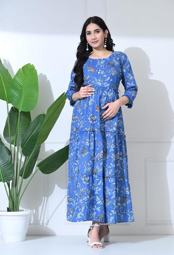 blue floral dress maternity Olivia Maxi Dress in Blue Floral main image 1