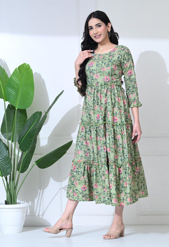 green flowy maternity dress Flutter Bell Sleeve Empire Maternity Dress