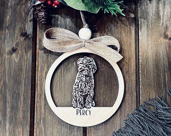 Custom Engraved Pet Photo Ornament, Personalized Dog Cat Memorial Gift