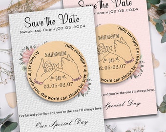 Wooden Save the Date Magnet + Cards,Unique Save the Date Cards,Foliage Botanical cards,Customized Wedding Accompaniments,Fridge Stickers