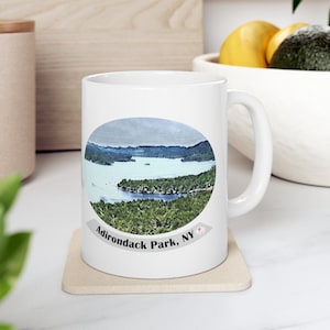 Adirondack Park NY Mug, Charity Gifts, Office Gifts, New York Gifts, Lake Mug, Mountains Mug, Holiday Gifts