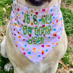 Gotcha Day Girl or Boy Dog embroidery Bandana Custom Birthday party scarf photoshoot 1st birthday puppy bday bandana dog party dog birthday