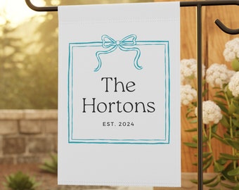 Custom Bow Yard Flag Family Name Banner Welcome Yard Sign with Family Name Garden Decor First Home Gift Wedding Gift Housewarming Gift