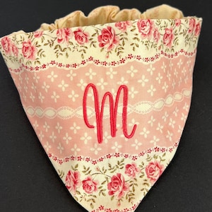 Personalized Embroidered Scrunchie Reversible Dog Bandana Custom Cat Bandana Pet Scarf classic vintage pet bandana pet owner gift